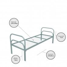 Кровать металлическая одноярусная "Хард +2" (800х1900)