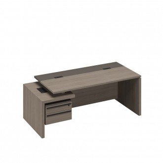 Стол руководителя с кабель-каналами с тумбой подвесной 2-ящичной с замком левый U.RUS РС 113 ДЧ/ЛС