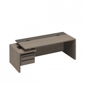 Стол руководителя с кабель-каналами с тумбой подвесной 2-ящичной с замком левый U.RUS РС 115 ДЧ/ЛС