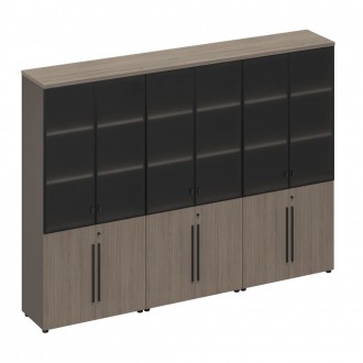 Шкаф для документов со стеклянными дверями (стенка из 3 шкафов) U.RUS РС 328 ДЧ/ЛС